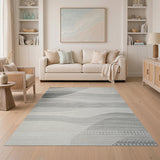 Grey Abstract Wave Geometric Area Rug