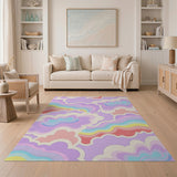 Whimsical Wavy Cloud Multi-Color Area Rug