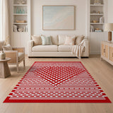 Bold Red Geometric Heart Diamond Area Rug
