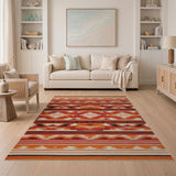 Vibrant Orange Southwestern Geometric Area Rug