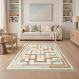 Brown Geometric Labyrinth Area Rug
