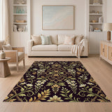 Ornate Floral Vine Area Rug in Gold Green