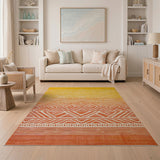 Ombre Yellow-Orange Geometric Southwestern Rug
