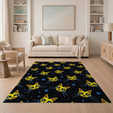 Cosmic Yellow Cartoon Cats Area Rug