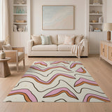 Wavy Pink Orange Abstract Area Rug