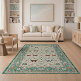 Butterfly Meadow Green Border Area Rug