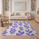 Purple Purple Leaf Silhouette Area Rug