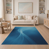 Blue and Teal Fluid Blue Wave Abstract Area Rug