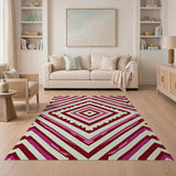Vibrant Pink Diamond Zigzag Area Rug