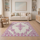 Pink Traditional Persian Ornate Pink Floral Persian Area Rug