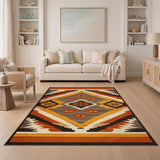 Orange Geometric Southwestern Orange Geometric Area Rug