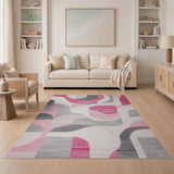 Geometric Modern Pink Grey Abstract Geometric Area Rug