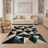 Geometric Triangle Area Rug in Beige Black