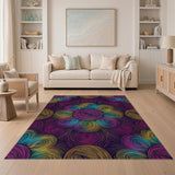 Vivid Swirl Flower Multi-Color Area Rug