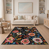 Vibrant Birds Floral Blooms Area Rug
