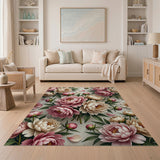 Pink Floral Vintage Blush Peony Floral Area Rug