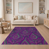 Vivid Purple Swirl Paisley Area Rug
