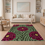 Pink Peony Gold Center Floral Vintage Rug