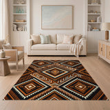Southwestern Bold Orange Black Geometric Southwestern Rug