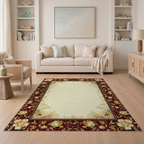 Ornate Red Gold Floral Border Area Rug