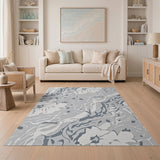 Grey Abstract Marbled Floral Area Rug