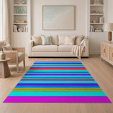 Multi-color and Patterns Vibrant Multi-Color Horizontal Stripe Rug