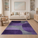 Purple Purple Grey Abstract Geometric Area Rug