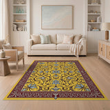 Yellow Vibrant Yellow Persian Floral Area Rug