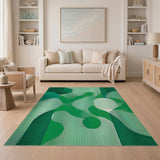 Green Emerald Green Abstract Geometric Area Rug