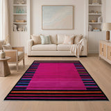 Vibrant Pink Multi-Stripe Area Rug