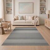 Grey Striped Modern Grey Striped Woven Area Rug