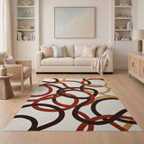 Entwined Loops Geometric Area Rug in Red Gold