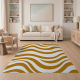 Flowing Gold Waves Abstract Area Rug