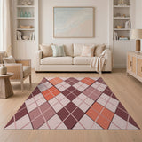 Orange Pink Diamond Argyle Area Rug