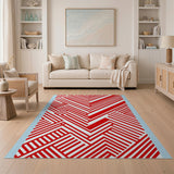Bold Red Zigzag Geometric Modern Area Rug