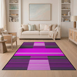 Bold Pink Geometric Striped Area Rug