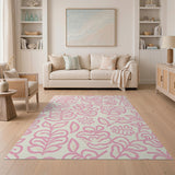 Blush Pink Organic Floral Area Rug