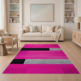 Vibrant Pink Geometric Modern Pink Area Rug