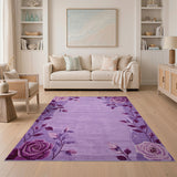 Purple Rose Vine Border Area Rug
