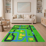 Kids Cartoon City Roads Play Rug