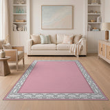 Traditional Persian Elegant Pink Ornate Border Area Rug