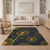 Golden Dandelion Seed Pattern Area Rug