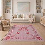 Vintage Pink Floral Star Medallion Rug