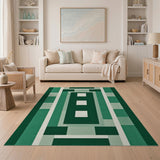 Green Geometric Modern Emerald Green Geometric Block Area Rug