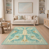 Coastal Surfboard Teal Area Rug