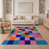 Vibrant Multi-Color Geometric Block Geometric Modern Area Rug