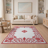 Ornate Traditional Persian Ornate Red Persian Border Area Rug