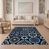 Indigo Hexagon Mandala Area Rug