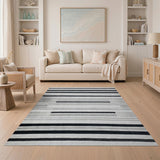 Geometric Modern Modern Black White Striped Geometric Rug