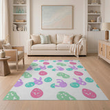 Pastel Easter Bunny Egg Kids Cartoon Rug